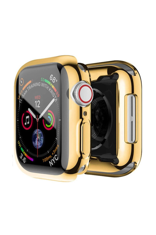 Apple Watch 7 Uyumlu 45Mm 360 Koruma Ultra Slim Silikon Kılıf Gold