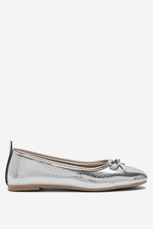 Fiyonklu Günlük Kadın Babet Ayakkabı GÜMÜŞ