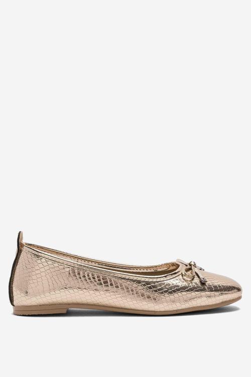 Fiyonklu Günlük Kadın Babet Ayakkabı ALTIN