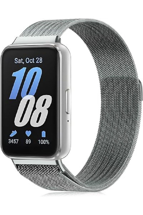 Huawei Watch Fit 3 Uyumlu Milanes Tasarım Hasır Örgü Mantetik Mıknatıslı Metal Kordon