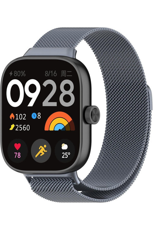 Redmi Watch 4 Uyumlu Milanes Tasarım Hasır Örgü Mantetik Mıknatıslı Metal Kordon