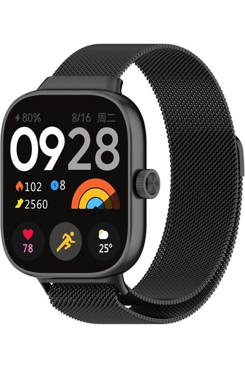 Redmi Watch 4 Uyumlu Milanes Tasarım Hasır Örgü Mantetik Mıknatıslı Metal Kordon