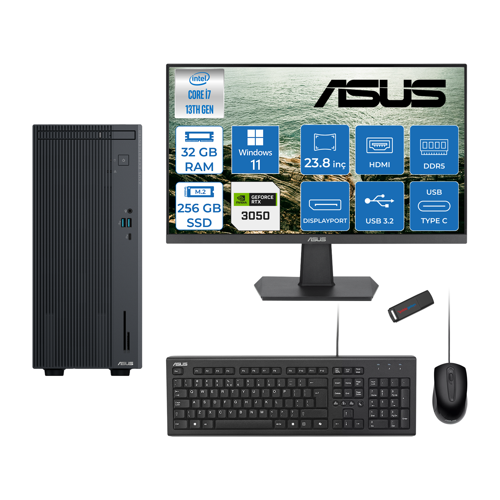 Expertcenter P500MV Intel Core I7-13620H 32GB Ddr5 256GB SSD WIN11HOME 6GB/RTX3050 100HZ IPS 23.8" Mon Minitower Masaüstübilgisayar WL7136216512B0DH11+ZETTAUSBBELLEK