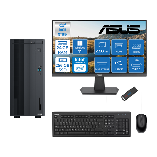 Expertcenter P500MV Intel Core I5-13420H 24GB Ddr5 256GB SSD WIN11HOME 100Hz 23.8 IPS Mon. Minitower Masaüstübilgisayar WB5136216512B0DH06+ZETTAUSBBELLEK