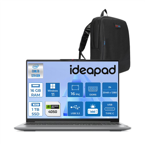Ideapad Pro 5 Ultra Core 7 155H 16GB LPDDR5X 1tb 6GB/RTX4050 16 Inç 2k (2048X1280) OLED 120Hz Hdr WIN11PRO Yapay Zeka Destekli Taşınabilir Bilgisayar ID16IMH9P02 + Zettaçanta