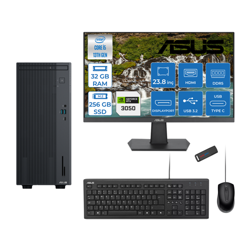 Expertcenter P500MV Intel Core I5-13420H 32GB Ddr5 256GB SSD Freedos 6GB/RTX3050 100HZ IPS 23.8" Mon Minitower Masaüstübilgisayar WL5136216512B0DF11+ZETTAUSBBELLEK
