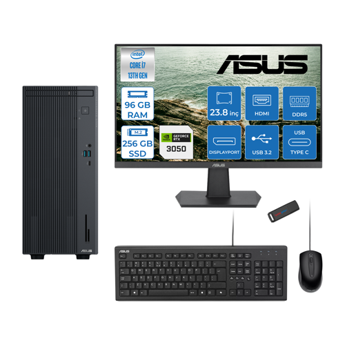 Expertcenter P500MV Intel Core I7-13620H 96GB Ddr5 256GB SSD Freedos 6GB/RTX3050 100HZ IPS 23.8" Mon Minitower Masaüstübilgisayar WL7136216512B0DF31+ZETTAUSBBELLEK