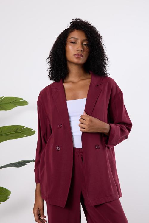 Bordo Regular Astarsız Mevsimlik Ceket