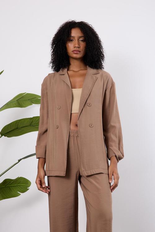 Açık Kahve Regular Astarsız Mevsimlik Ceket