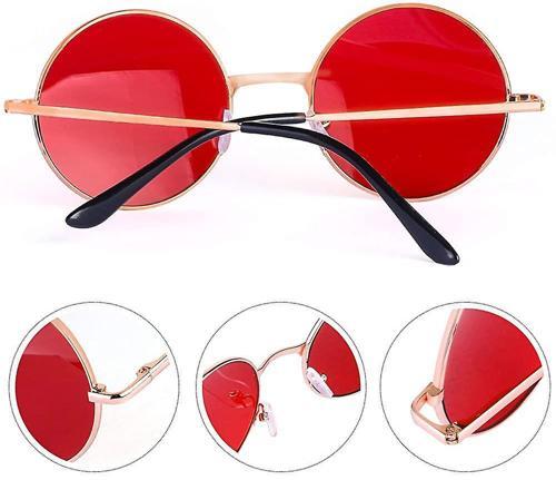 Yuvarlak Cam John Lennon Tarzı Gümüş Çerçeveli Kırmızı Gözlük