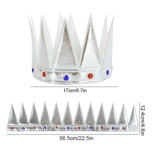 GümüşRenkEvaYumuşakKralKraliyetTacıYetişkinÇocukUyumlu55cm