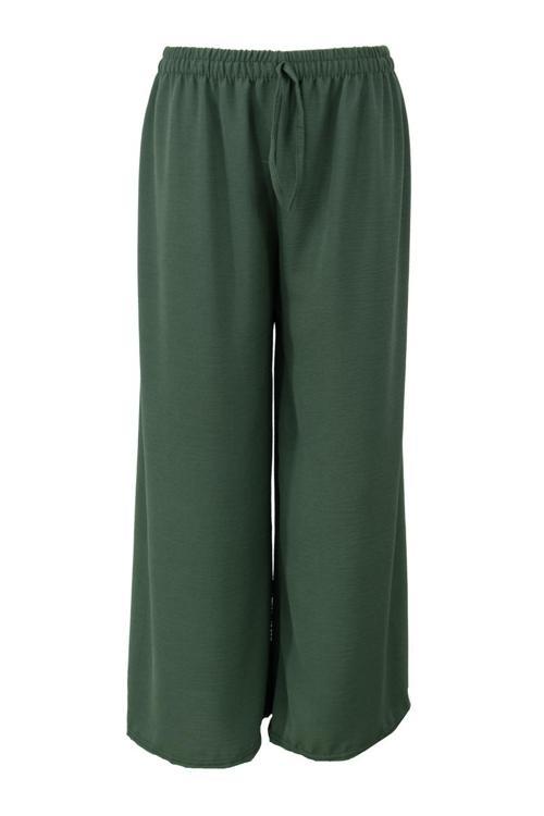 Kadın Düz Renk Rahat Kesim Beli Lastikli Aerobin Kumaş Pantolon Rahat