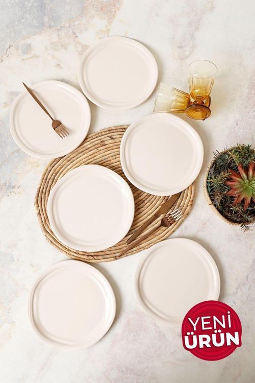 Krem Bloom Pasta Tabağı 24 Cm 6 Adet 030