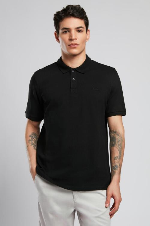 % 100 Pamuk Regular Fit Düğmeli Erkek Polo Yaka T Shirt 252 LCM 242012 8101 SİYAH