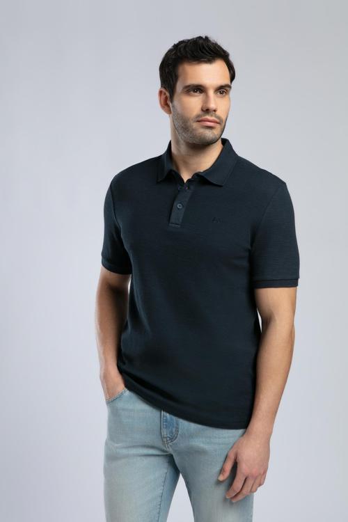 % 100 Pamuk Regular Fit Düğmeli Erkek Polo Yaka T Shirt 252 LCM 242013 2505 KOYU LACIVERT