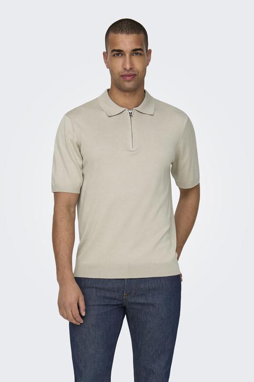 Onswyler Regular Fit Yarım Fermuarlı Erkek Polo Yaka T Shirt 22028606 AÇIK BEJ