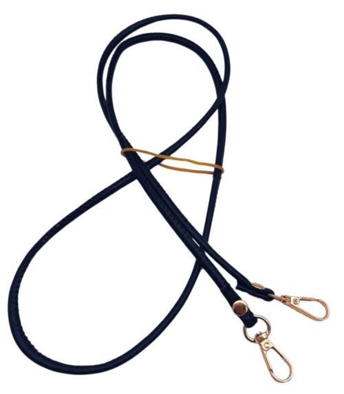 Lacivert Renk 5 mm Suni Deri Spagetti Model Çanta Sapı Light Gold Metal