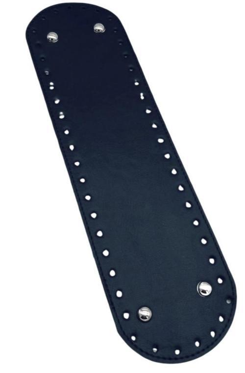 Suni Deri 37x10 cm Oval Çanta Taban Lacivert Renk Gümüş Aparatlı
