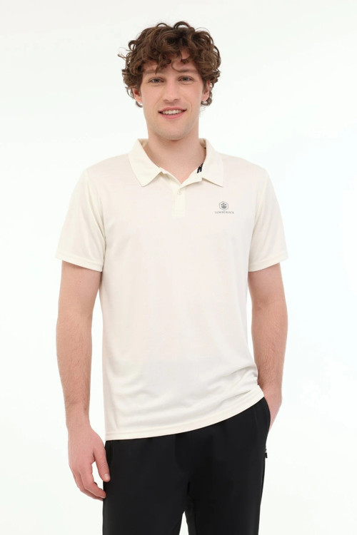 Logolu Regular Fit Düğmeli Erkek Polo Yaka T Shirt CT461 5FX KIRIK BEYAZ