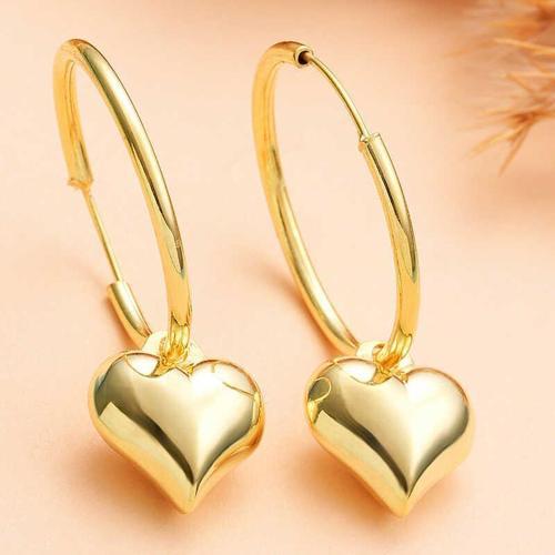 Gümüş Gold Kalp Sallantılı Kadın Küpe  SL7030