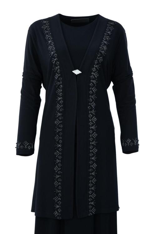 Kadın 2 Li Anne Takım Likralı Sandy Kumaş Şık ve Modern Elmasım Taşlı Bisiklet Yakalı Rahat