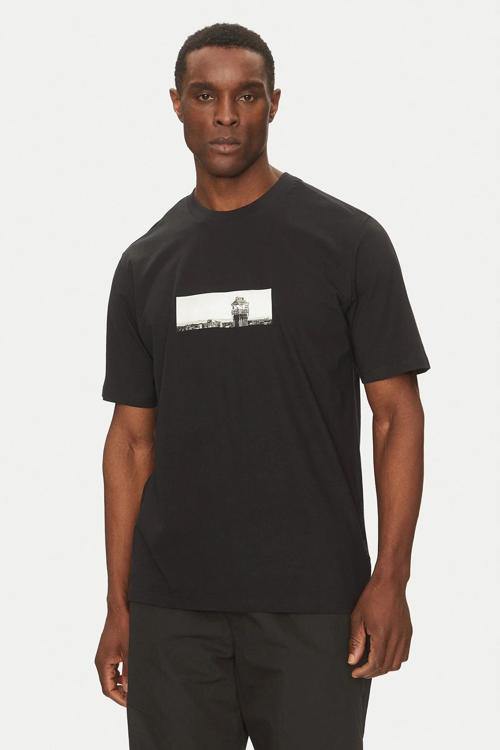 Core Jcopacer Baskılı Streç Pamuklu Relaxed Fit Bisiklet Yaka Erkek T Shirt 12273775 SİYAH