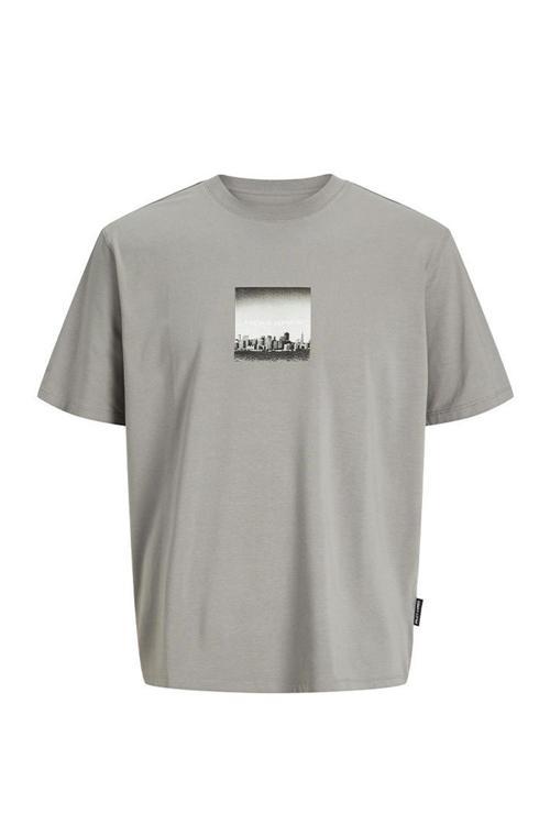 Core Jcopacer Baskılı Streç Pamuklu Relaxed Fit Bisiklet Yaka Erkek T Shirt 12273775 GRİ