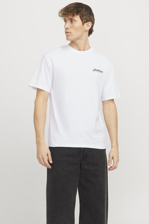 Jjbeau % 100 Pamuk Relaxed Fit Bisiklet Yaka Erkek T Shirt 12275012 BEYAZ