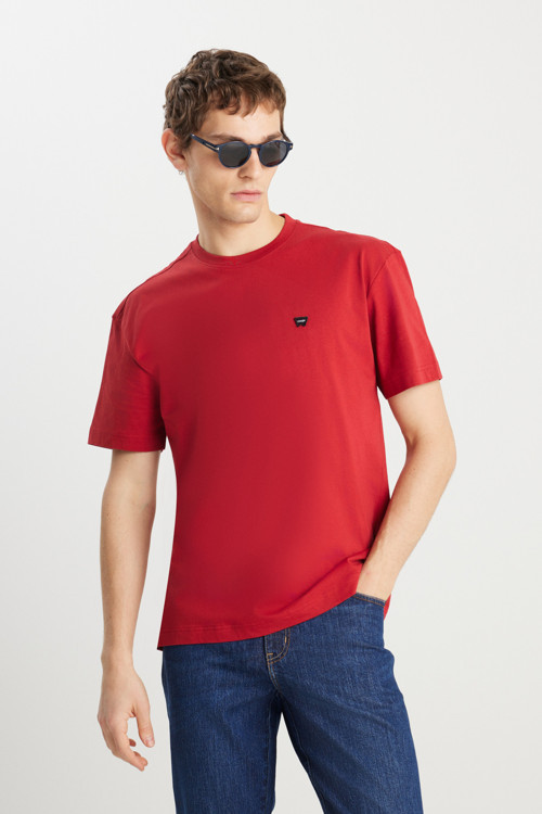 % 100 Pamuk Regular Fit Bisiklet Yaka Erkek T Shirt MW7NM203877600 KIRMIZI