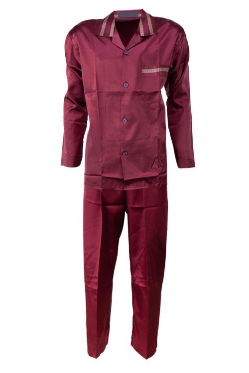 Erkek Şık Klasik Model Pijama Takımı Premium Saten Kumaş Murcia Model Cepli Tam Kalıp