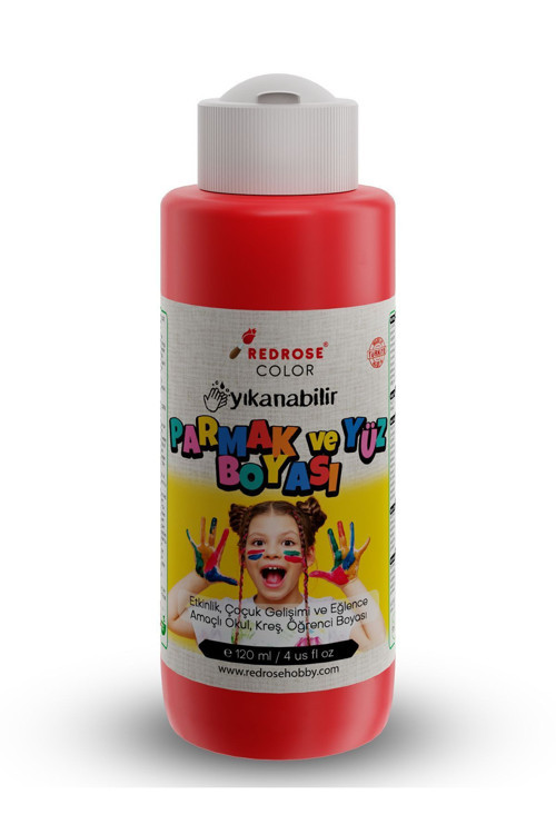 Kırmızı Parmak Boyası 120Ml Yıkanabilir, En-71 Sertifikalı, Toksik İçermez, Çocuk Okul Kreş İçin