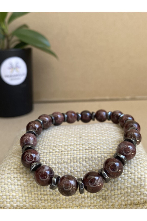 Granat Doğal Taş Bileklik Aa Kalite 8Mm