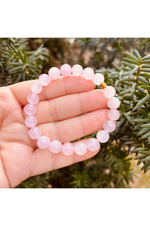 Pembe Kuvars Doğal Taş Bileklik 8 Mm