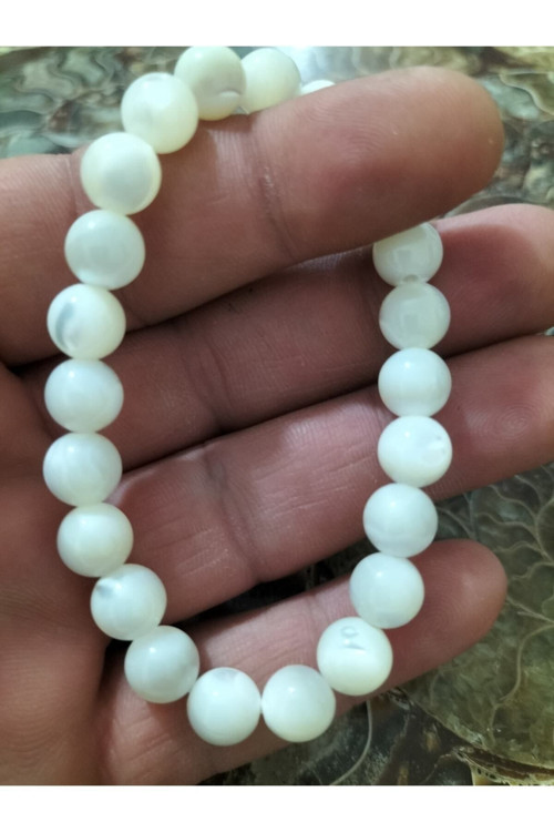 Orijinal Doğal Taş Sedef Taşı 8Mm Bileklik Doğaltaş
