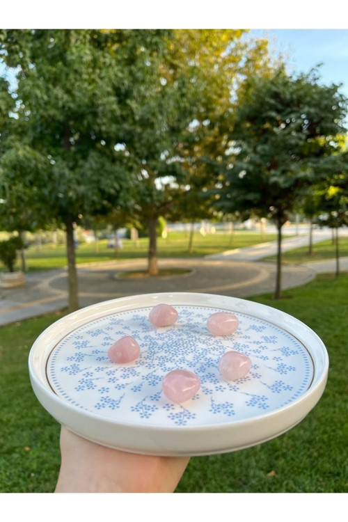 Pembe Kuvars Tamburlanmış Tımbıl Dekoratif Doğal Taş (Sertifikalı)