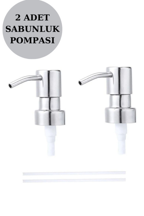 2 Adet Parlak Gümüş Renk Sabunluk Pompası