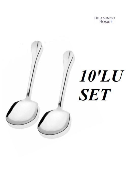 10 Adet Paslanmaz Çelik Servis , Salata,Pasta Kaşığı(21Cm)