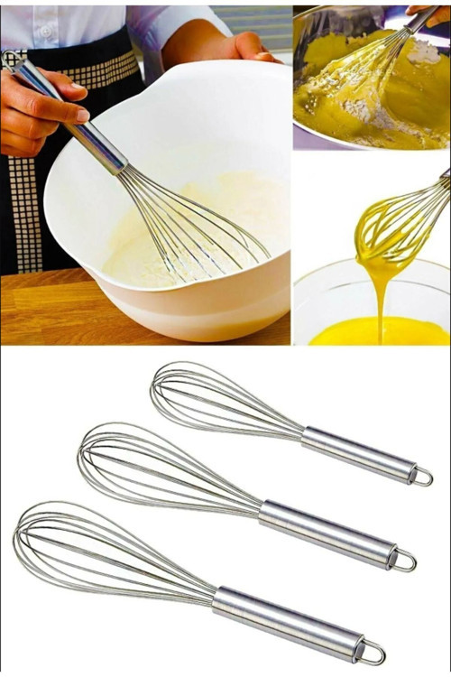 3 Boy Paslanmaz Metal Çırpıcı Set