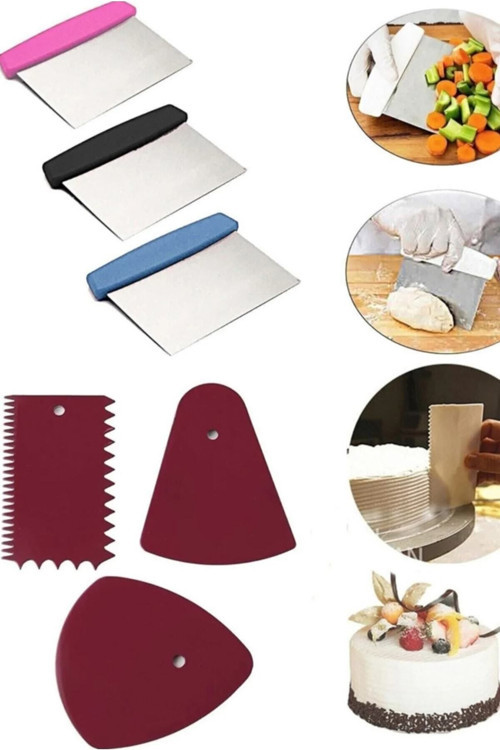 Çelik Spatula/Hamur Kesici & 3'Lü Hamur Ve Pasta Şekillendirici Ve Kesici