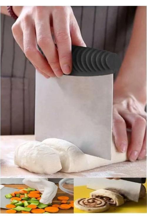 Paslanmaz Çelik Desen Saplı Spatula Hamur Kesici Kazıyıcı