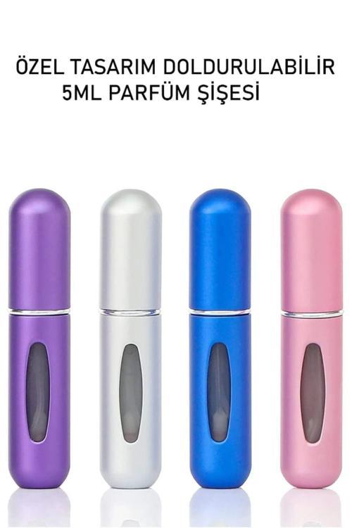 4 Adet Taşınabilir Mini Doldurmalı Parfüm Şisesi Cep Parfümü Seyahat Tipi Çanta İçi 5 Ml