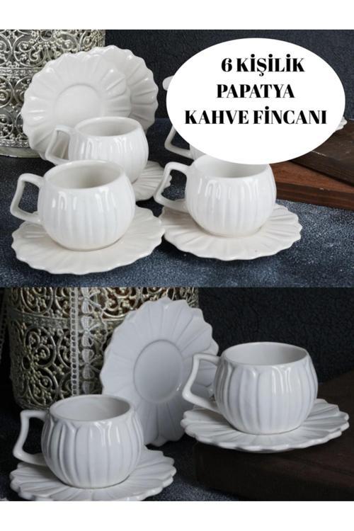 6 Kişilik Papatya Model Kahve Fincan Takımı (12 Parça/6Kişilik)