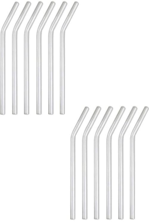 12 Adet Eğik Cam Pipet Isıya Dayanıklı Termisil Cam Pipet 21Cm