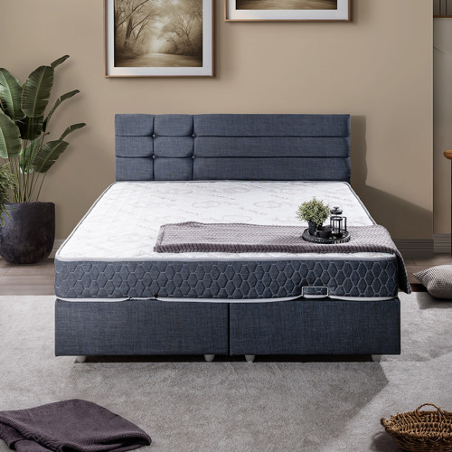 Viyana Çift Kişilik Baza Başlık Letto Yatak Seti Lacivert