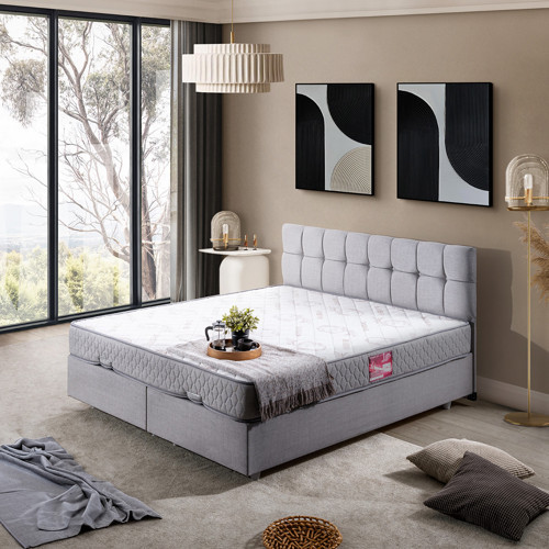 Berlin Tek Kişilik Baza Başlık Comfort Yatak Seti, Lacivert