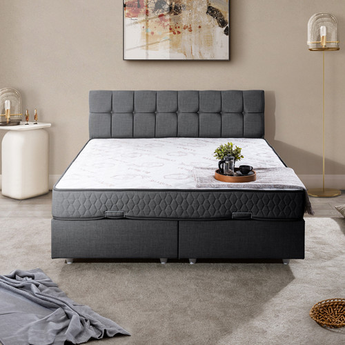 Berlin Tek Kişilik Baza Başlık Comfort Yatak Seti, Antrasit Gri