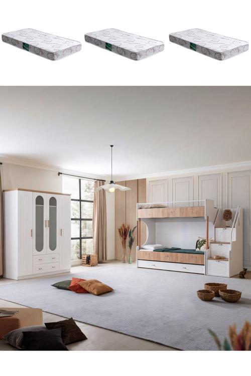 Ranza, Vita Bohem Yavrulu Ceviz Ranza 4 Kapaklı Dolap 3 Adet Comfort Yatak