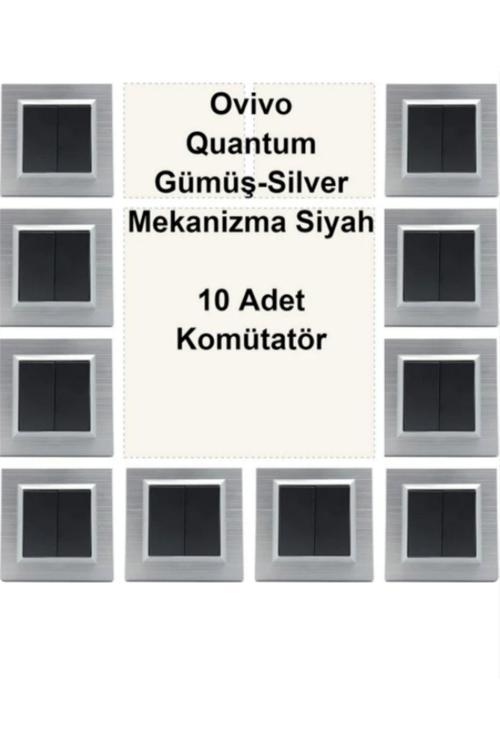 Quantum Gümüş Çerçeve - Siyah Komütatör - 10 Adet