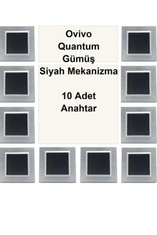 Quantum Gümüş Çerçeve,Siyah Anahtar - 10 Adet