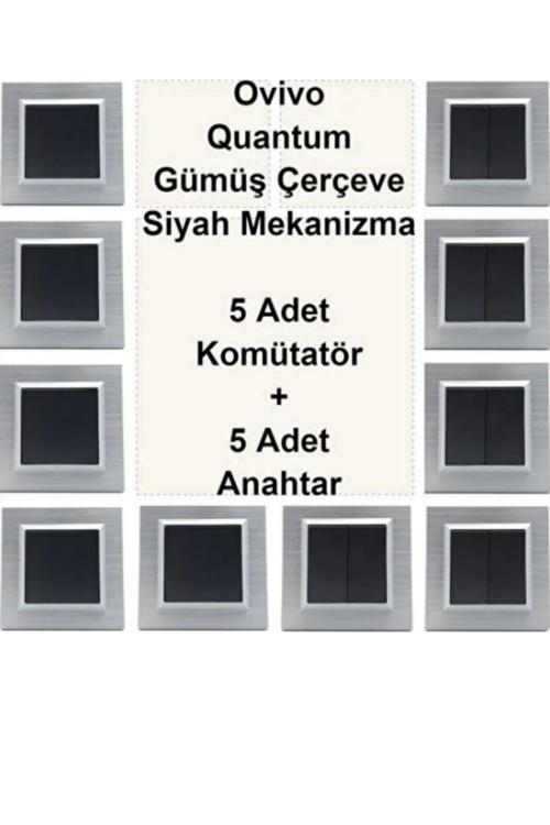 Quantum Gümüş Set ( Komütatör,Anahtar ) - Çerçeve Dahil